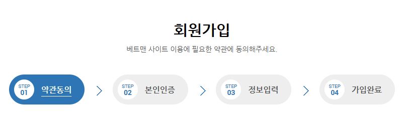 Betman 회원가입 페이지에서 약관동의부터 본인인증, 정보입력까지 단계별로 가입 완료하기